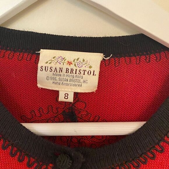 Vintage Susan Bristol size 8 Made in Hong Kong 1995 Red long sleeve wool blend h - Picture 2 of 9